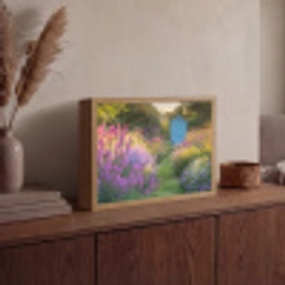 Tuinhuisje - Blauw - Bloemen Light Box met batterij (Wandlamp) middel -sfeer2