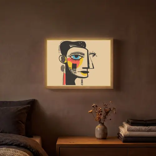 Geometrisch - Felle kleuren - Kubistische stijl Light Box met batterij (Wandlamp) middel -sfeer4