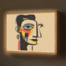 Geometrisch - Felle kleuren - Kubistische stijl Light Box met batterij (Wandlamp) middel -z3d_website