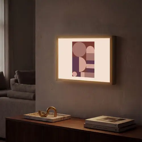 Geometrisch - Cirkels - Rood Light Box met batterij (Wandlamp) middel -sfeer1