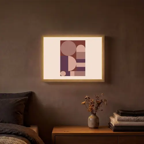 Geometrisch - Cirkels - Rood Light Box met batterij (Wandlamp) middel -sfeer4