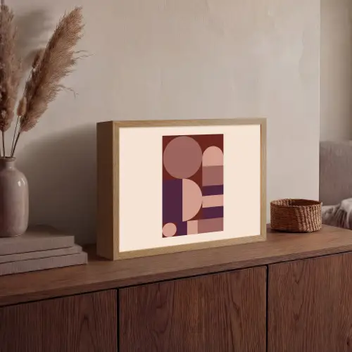 Geometrisch - Cirkels - Rood Light Box met batterij (Wandlamp) middel -sfeer2