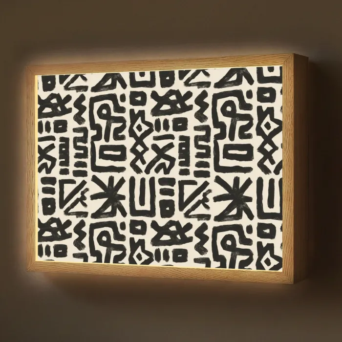Geometrisch - Figuren - Zwart Light Box met batterij (Wandlamp) middel 907 -z3d_website