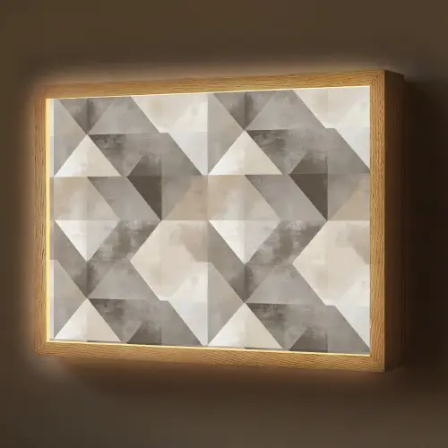 Geometrisch - Motief - Aardetinten Light Box met batterij (Wandlamp) middel 907 -z3d_website