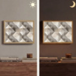 Geometrisch - Motief - Aardetinten Light Box met batterij (Wandlamp) middel 907 -sfeer3