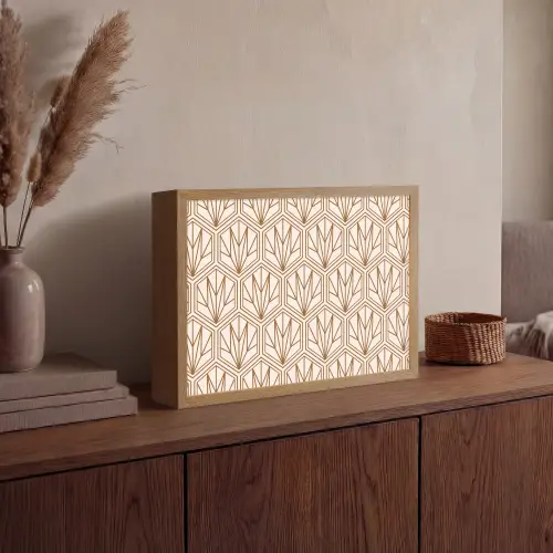 Geometrisch - Patroon - Beige Light Box met batterij (Wandlamp) middel 907 -sfeer2