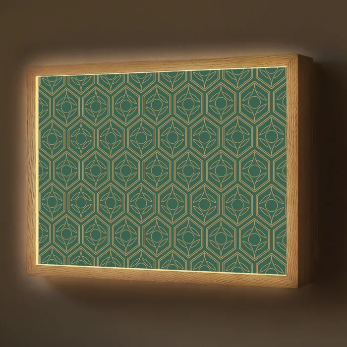 Geometrisch - Patroon - Groen Light Box met batterij (Wandlamp) middel 907 -z3d_website