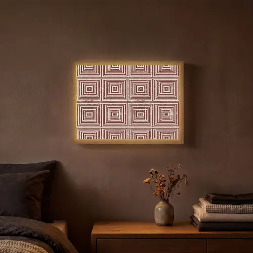 Geometrisch - Patroon - Rood Light Box met batterij (Wandlamp) middel 907 -sfeer4