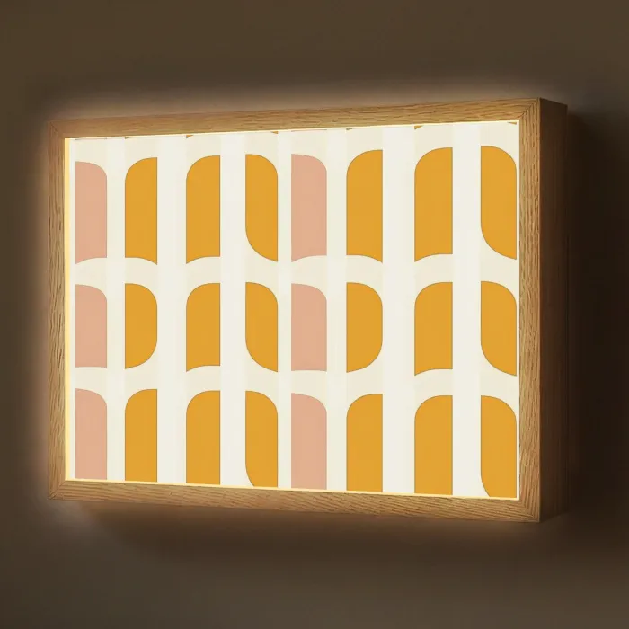 Geometrisch - Patroon - Geel - Roze Light Box met batterij (Wandlamp) middel 907 -z3d_website