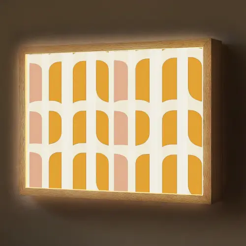 Geometrisch - Patroon - Geel - Roze Light Box met batterij (Wandlamp) middel 907 -z3d_website