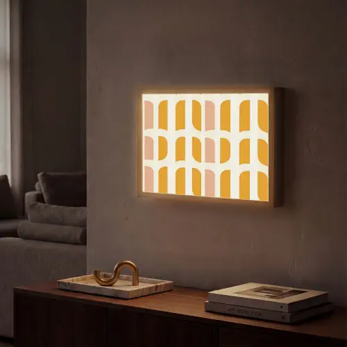 Geometrisch - Patroon - Geel - Roze Light Box met batterij (Wandlamp) middel 907 -sfeer1