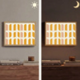 Geometrisch - Patroon - Geel - Roze Light Box met batterij (Wandlamp) middel 907 -sfeer3
