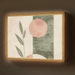 Geometrisch - Roze - Groen - Natuur Light Box met batterij (Wandlamp) middel -z3d_website