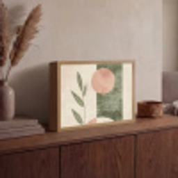 Geometrisch - Roze - Groen - Natuur Light Box met batterij (Wandlamp) middel -sfeer2