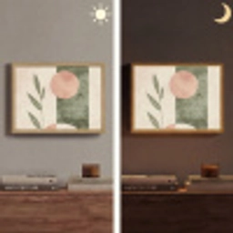 Geometrisch - Roze - Groen - Natuur Light Box met batterij (Wandlamp) middel -sfeer3