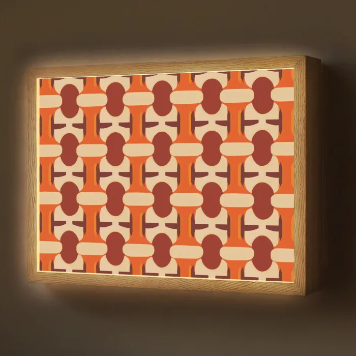 Geometrisch - Retro - Oranje Light Box met batterij (Wandlamp) middel 907 -z3d_website