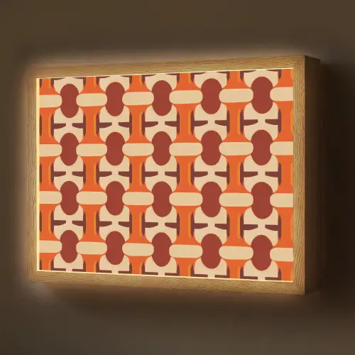 Geometrisch - Retro - Oranje Light Box met batterij (Wandlamp) middel 907 -z3d_website