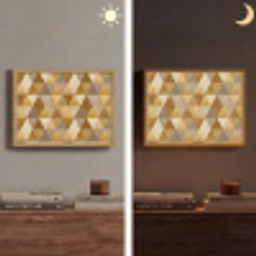 Geometrisch - Driehoek - Goud Light Box met batterij (Wandlamp) middel 907 -sfeer3