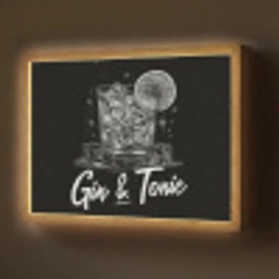 Gin en tonic - Glas - Limoen - Ijsblokjes Light Box met batterij (Wandlamp) middel -z3d_website