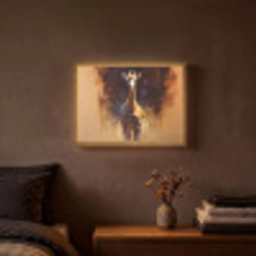 Giraf - Bruin - Abstract - Geschilderd Light Box met batterij (Wandlamp) middel -sfeer4