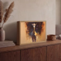 Giraf - Bruin - Abstract - Geschilderd Light Box met batterij (Wandlamp) middel -sfeer2
