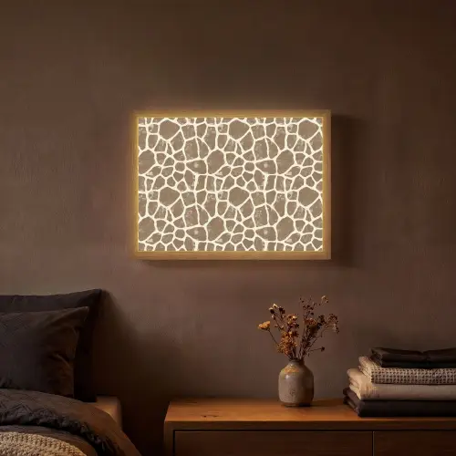 Giraf - Klassiek - Bruin Light Box met batterij (Wandlamp) middel 907 -sfeer4