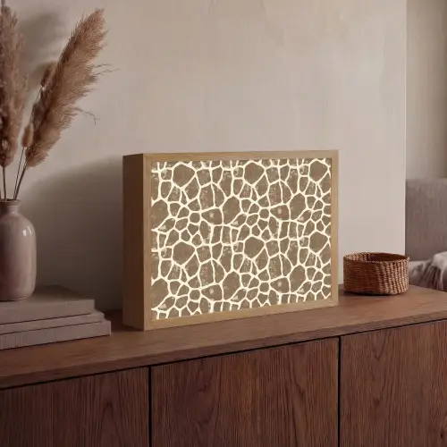 Giraf - Klassiek - Bruin Light Box met batterij (Wandlamp) middel 907 -sfeer2