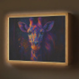 Giraffe - Gekleurd - Verfspatten Light Box met batterij (Wandlamp) middel -z3d_website