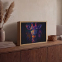 Giraffe - Gekleurd - Verfspatten Light Box met batterij (Wandlamp) middel -sfeer2