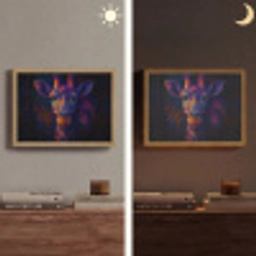 Giraffe - Gekleurd - Verfspatten Light Box met batterij (Wandlamp) middel -sfeer3