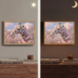 Giraffe - Bloemen - Roze Light Box met batterij (Wandlamp) middel -sfeer3