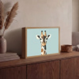 Giraffe - Illustratie - Bruin - Minimalistisch Light Box met batterij (Wandlamp) middel -sfeer2