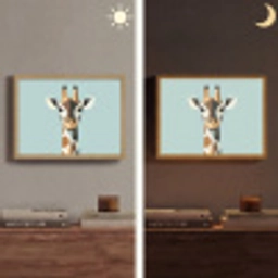 Giraffe - Illustratie - Bruin - Minimalistisch Light Box met batterij (Wandlamp) middel -sfeer3