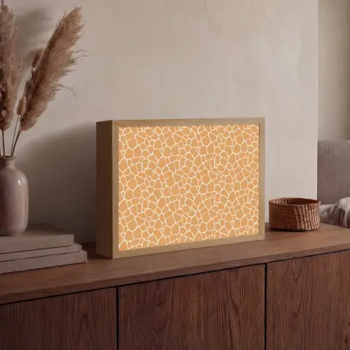 Giraf - Oranje - Patroon Light Box met batterij (Wandlamp) middel 907 -sfeer2