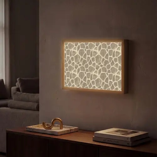Giraf - Patroon - Beige - Bruin Light Box met batterij (Wandlamp) middel 907 -sfeer1