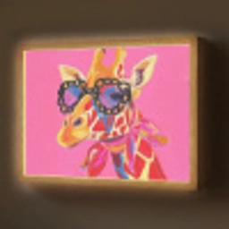 Giraf - Roze - Bril - Sjaal Light Box met batterij (Wandlamp) middel -z3d_website