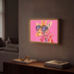 Giraf - Roze - Bril - Sjaal Light Box met batterij (Wandlamp) middel -sfeer1