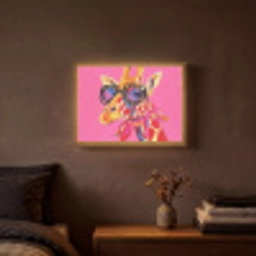 Giraf - Roze - Bril - Sjaal Light Box met batterij (Wandlamp) middel -sfeer4