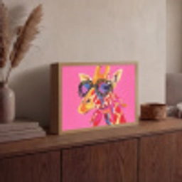 Giraf - Roze - Bril - Sjaal Light Box met batterij (Wandlamp) middel -sfeer2