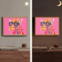 Giraf - Roze - Bril - Sjaal Light Box met batterij (Wandlamp) middel -sfeer3