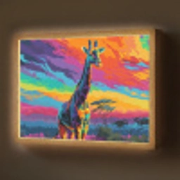 Giraffe - Savanna - Lucht - Gekleurd Light Box met batterij (Wandlamp) middel -z3d_website