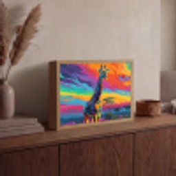 Giraffe - Savanna - Lucht - Gekleurd Light Box met batterij (Wandlamp) middel -sfeer2