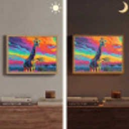 Giraffe - Savanna - Lucht - Gekleurd Light Box met batterij (Wandlamp) middel -sfeer3