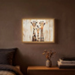 Giraffen - Cartoon - Crème Light Box met batterij (Wandlamp) middel -sfeer4