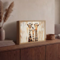 Giraffen - Cartoon - Crème Light Box met batterij (Wandlamp) middel -sfeer2