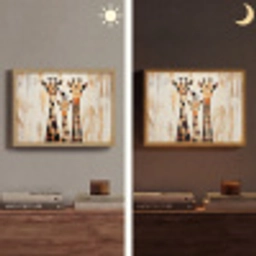 Giraffen - Cartoon - Crème Light Box met batterij (Wandlamp) middel -sfeer3