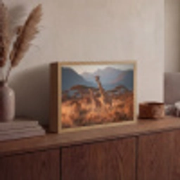 Giraffen - Hoog gras - Acaciabomen Light Box met batterij (Wandlamp) middel -sfeer2