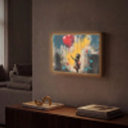 Meisje - Ballon - Hart - Graffiti Light Box met batterij (Wandlamp) middel -sfeer1