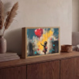 Meisje - Ballon - Hart - Graffiti Light Box met batterij (Wandlamp) middel -sfeer2