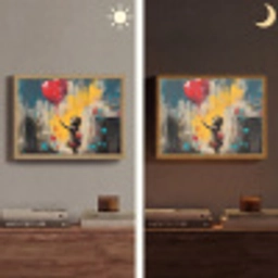 Meisje - Ballon - Hart - Graffiti Light Box met batterij (Wandlamp) middel -sfeer3
